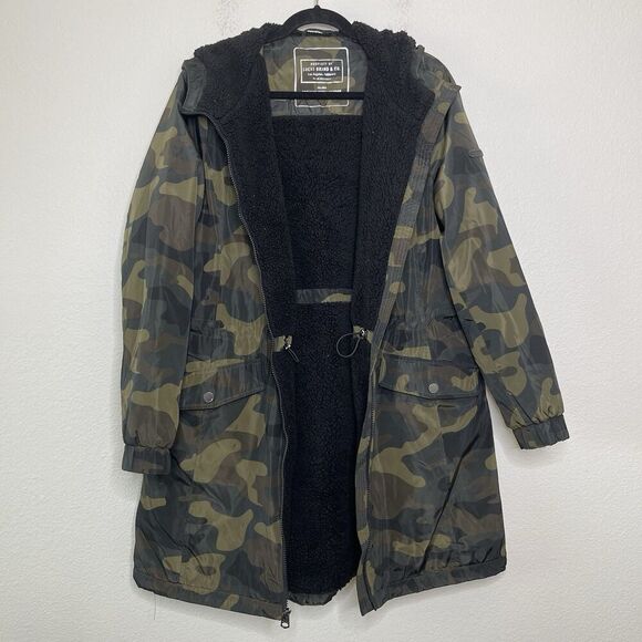Lucky Brand Jacket XL Camo Long Fleece Nylon Hooded Premium Performance Cinched - Picture 1 of 15
